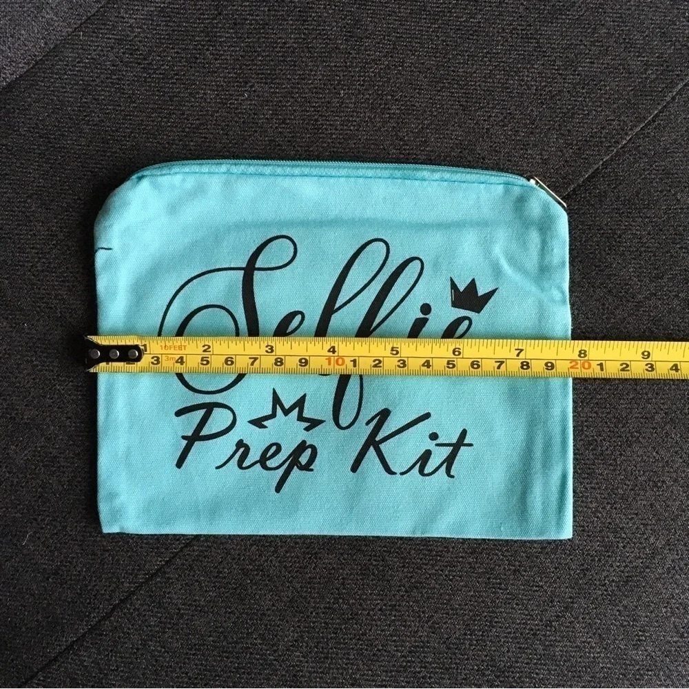 “Selfie Prep Kit” Makeup Bag, Travel Pouch, Aqua, Black